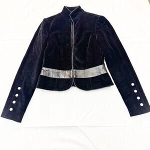 Alice and Olivia Banded Black Military Style Cropped Blazer Jacket Size Small
